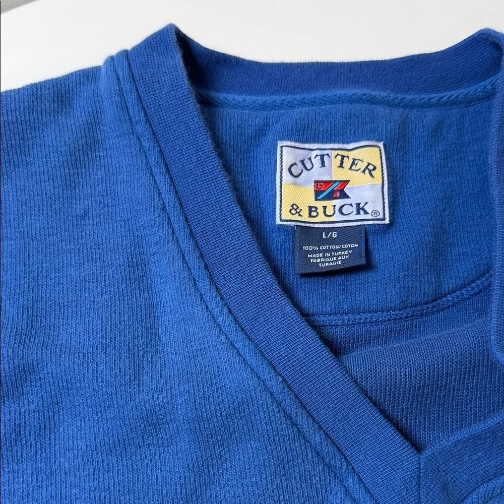 Cutter‎ & Buck Men's Royal Blue V‑Neck Sleeveless Polo Vest